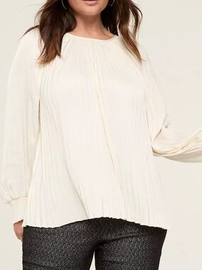 Lane Bryant Pleated Long-Sleeve Blouse